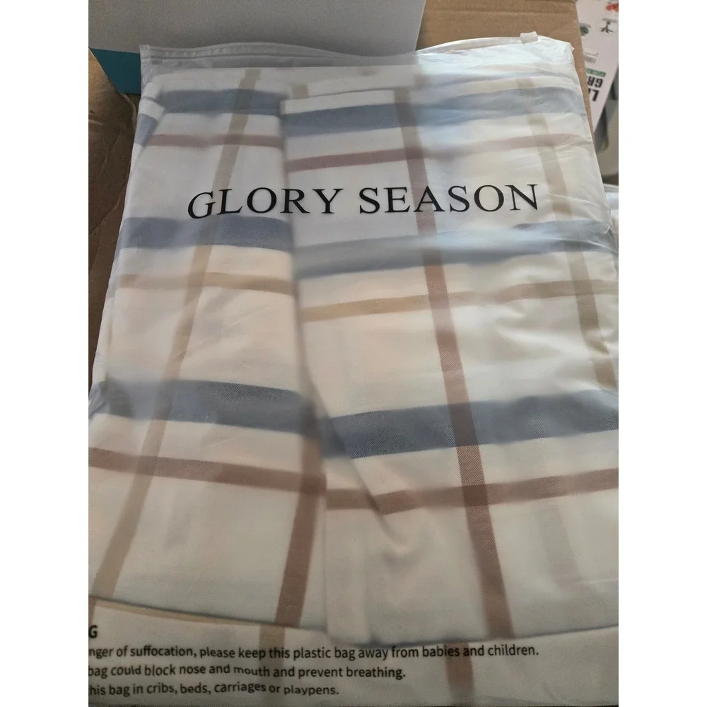 Ivory and Blue Plaid Sofa Cover Furniture Protector Couch Cover‎ 71x134
